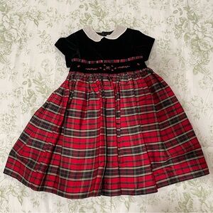 Vintage Luli & Me Girls Velvet & Plaid Winter Dress